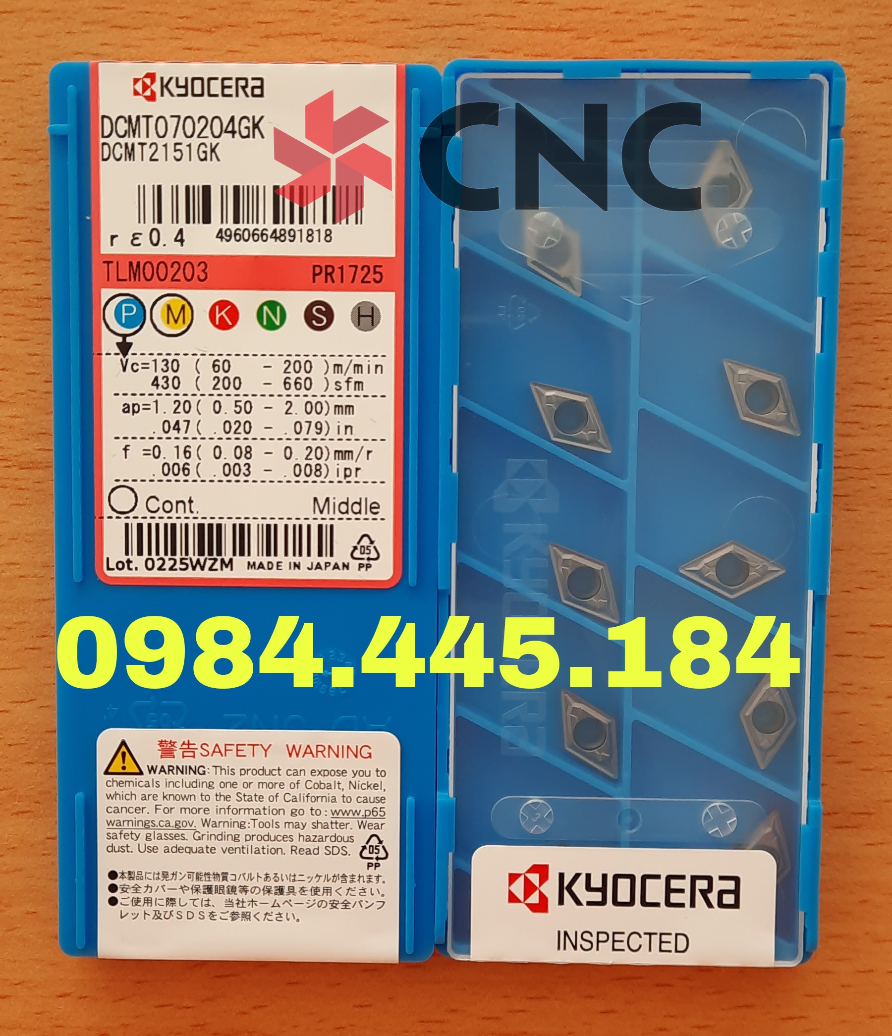 Mảnh tiện Thép+Inox DCMT070204GK-PR1725